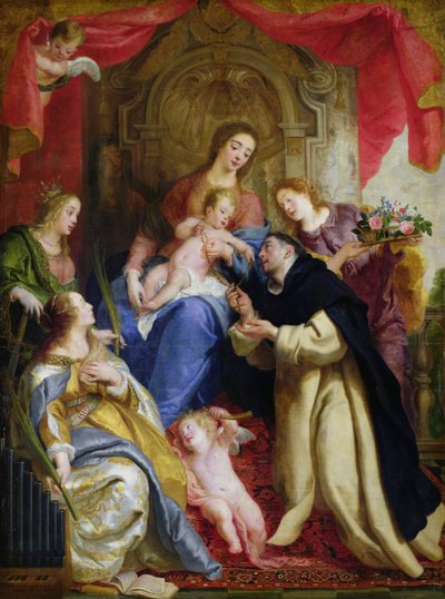 The Virgin Offering the Rosary to St. Dominic by Gaspar De Crayer